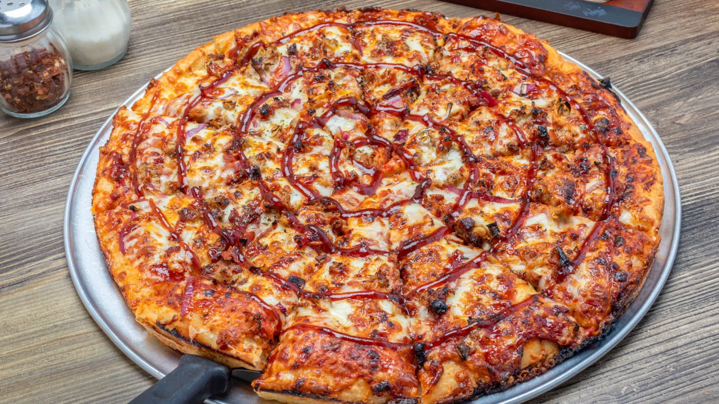 A freshly baked Lost Pizza Co. specialty pizza