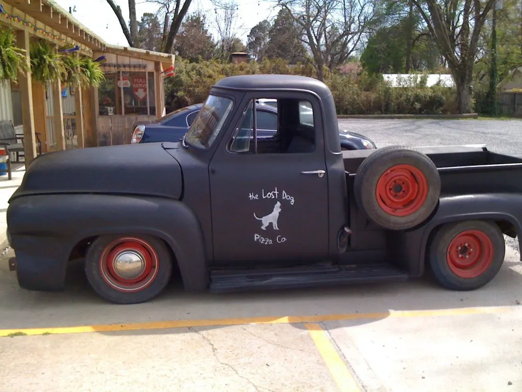 The original Lost Dog Pizza Co. pickup truck in Indianola, Mississippi